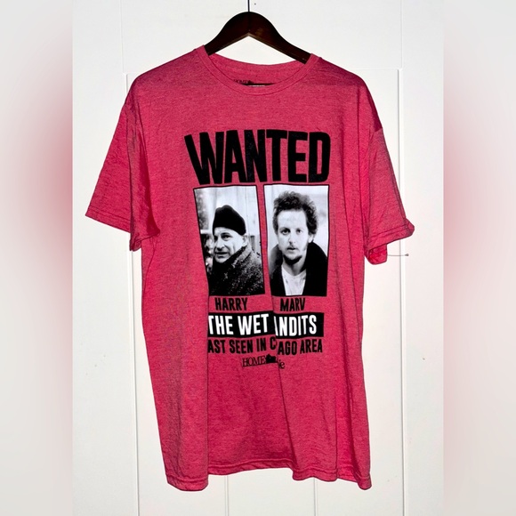 Home Alone Wanted Wet Bandit Men Harry Marv Graphic Tee Shirt XL 2014 Christmas - Picture 1 of 6